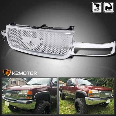 Fits 1999-2002 GMC Sierra 2000-2006 Yukon Chrome Front Bumper Mesh Grille Foto 1 de 4