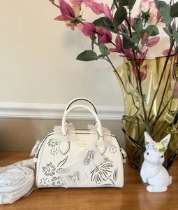 NWT Kate Spade Butterfly Floral Madison Perforated Small Dolly Duffle Bag - Picture 1 of 12