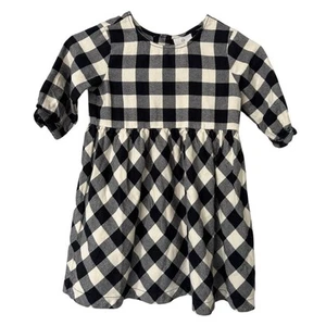 Hanna Andersson Black Cream Plaid Dress Size 110/ US 5 - Picture 1 of 5