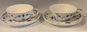 Two Royal Copenhagen Blue Fluted Plain Cups 76 & Saucers 76-315-344 - Picture 1 of 10