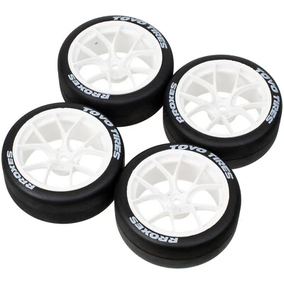 4Pcs Wheel Rims & Rubber Tire For Traxxas 4-Tec 2.0 Tamiya TT-01 TT-02 RC Car - Image 1 of 4