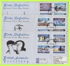 British Antarctic Territory 1998 Birds definitives on 3 reg. First Day Covers, R - Picture 1 of 4