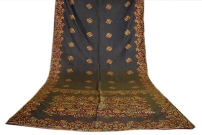 FNC Vintage Sarees Indian Purple Hand Woven Floral Blend Silk Sari Fabric 5Yard. - Imagem 1 de 4