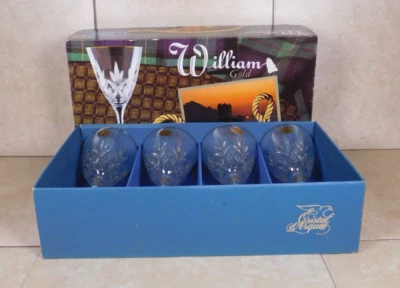Cristal d'Arques Durand Crystal William Gold Water 8.5 ozGoblets, 4 boxed set - Image 1 of 4
