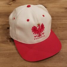 Vintage Polonia Illinois Cement Hat Cap Snap Back Adjustable White Red KC