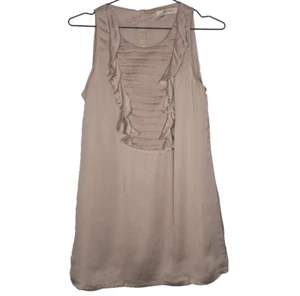 Top in seta Reiss UK 10 taupe neutro plissettato bavaglino foderato davanti matrimonio amato - Foto 1 di 11