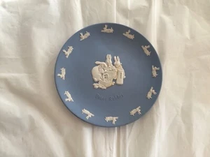 VINTAGE Wedgwood, M. Warne & Co. Peter Rabbit Plate (Blue Jasperware), 6.25” - Picture 1 of 3
