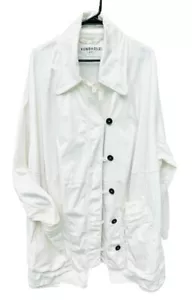 Rundholz Dip Jacket S White Cotton Large Loop Button Raw Edge Lagenlook OVERSIZE - Picture 1 of 24
