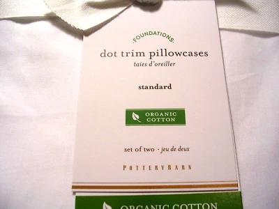 POTTERYBARN FOUNDATIONS DOT TRIM PC STANDARD SET OF TWO 100% ORGANIC COTTON NWT - Image 1 of 4