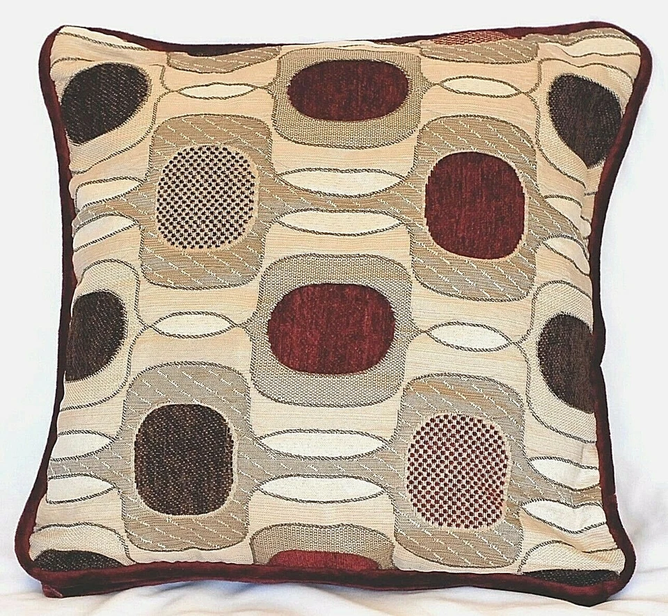 contemporary modern red decorative pillow geometric square complete handmade usa - Image 1 of 4