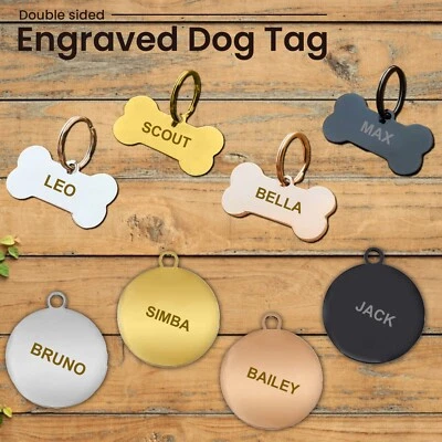 GETWAYSKY Personalised Engraved Dog Tag ID / Double Sided Dog Cat Pets Name Identity Tag
