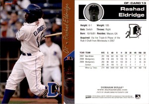Rashad Eldridge 2010 Choice Durham Bulls #13 Card *AutographDen*