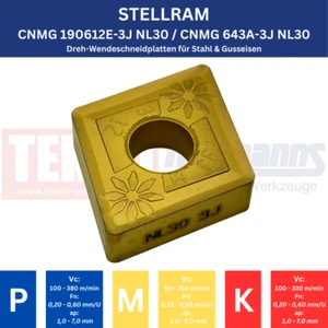 3 x STELLRAM CNMG 190612E-3J NL30 für Stahl & VA !NEU, mit Rechnung! - Picture 1 of 3