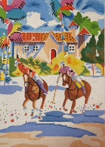 Needlepoint Handpainted PLD Designs Polo Power 9x12 - Picture 1 of 4