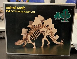 Vintage Animal Craft E4 Stegosaurus Wood Kit Made In Taiwan. Unassembled In Box - Picture 1 of 3