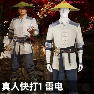 Game Mortal Kombat 1 Raiden Cosplay Halloween Costume Outfit Carnival Men's Suit - Picture 1 of 26
