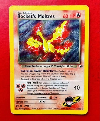 Lotto Carte Pokemon Rocket’s Moltres 12/132 Gym Heroses Holo Raro Eng - Immagine 1 di 2