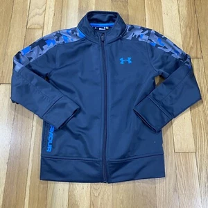 Under Armour Full Zip Jacket Boys Size 6 Gray Blue Camouflage - Picture 1 of 10