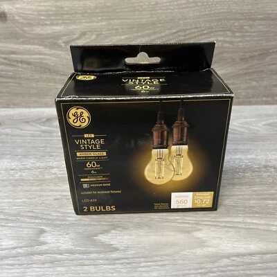 (2 bulbs) GE 33535 Vintage Style, Amber Glass A19 LED Light Bulb, 60 watt - Image 1 of 2