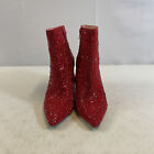 Betsey Johnson Cady Womens Red Embellished Rhinestone Ankle Boots Size 6 M
