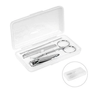Set per manicure con spingi cuticole, taglia unghie, forbicine e pinzette inox - Foto 1 di 1