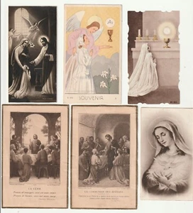 Lot de 6 Images pieuses Première Communion, 2 x années 1920 & 4 x années 1940 - Picture 1 of 1