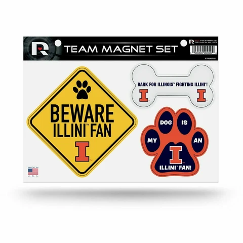 NEW! ILLINOIS FIGHTING ILLINI PET DOG MAGNET SHEET SET BEWARE FAN LICENSED Cover