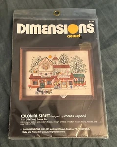 Vtg # 6136 Dimensions Crewel Kit Colonial Street By Charles Wysocki 7” X 5” - Picture 1 of 3