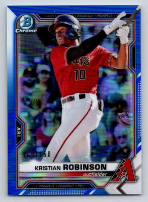 2021 Bowman Chrome Blue Refractors #BCP136 Kristian Robinson 150 (ref 194242) - Image 1 of 2