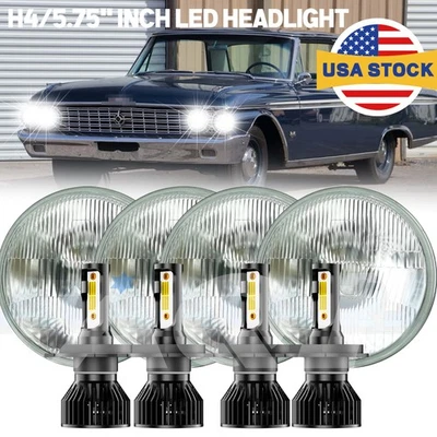 5.75" 5 3/4" LED Headlights DRL Hi/Lo For Ford Galaxie 500 1962-1974 4PCS - Изображение 1 из 4