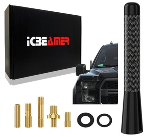 JDM 3" Stubby Carbon Fiber Aluminum Auto Car Short Universal BlackAntenna J490 - Picture 1 of 8