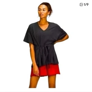 Lululemon Side Tie V-Neck Tee Shirt Top Gray Size 6 Cotton Lycra Blend NWT - Picture 1 of 7