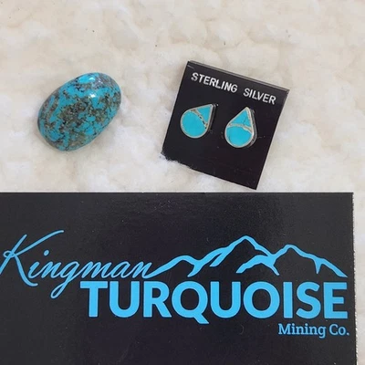 Pendientes de lágrima de ley turquesa Kingman genuinos con pepita turquesa nuevos Foto 1 de 4