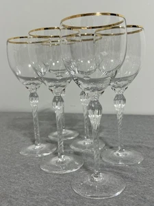 Vintage Lenox USA Kristall Weingläser 6er Set Goldrand gedrehter Stiel elegant - Bild 1 von 16