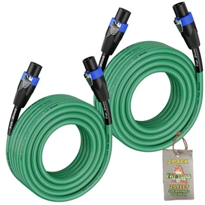 Speakon Cables 25 FT 2 PACK 12 AWG Wires -FAT TOAD Speaker Cords Pro Audio Stage - Picture 1 of 14
