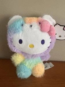 Hello Kitty Plush Rainbow Sherbet Bear Suit 7 inch tall Plush NWT Sanrio - Picture 1 of 4