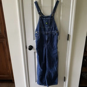 John Deere Logo Kids Long Bib Overalls Size12 Pockets - Picture 1 of 12