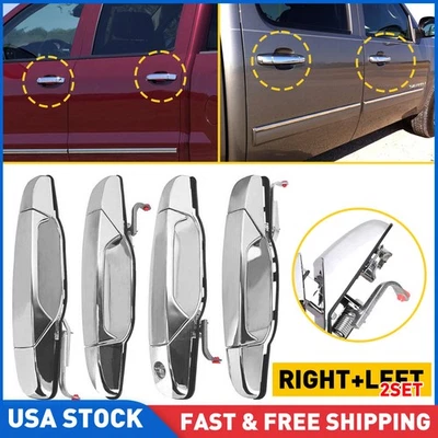 Juego de 8 manijas de puerta exteriores cromadas para Chevy Tahoe GMC Yukon Sierra Denali 07-13 Foto 1 de 4