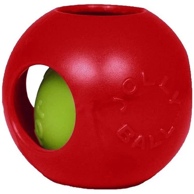 Jolly Pets Teaser Ball 8 Inch Red Hard Plastic Plus Squeaker Toy For Dogs - Image 1 of 4