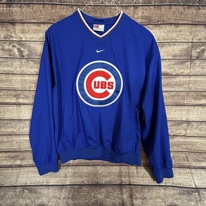 Vintage 90s Nike MLB Chicago Cubs Big Logo Center Swoosh Pullover Windbreaker Size L - Bild 1 von 10