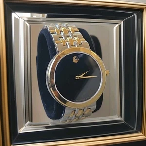 Orologio Movado Museum Classic 6090097 Uomo Bicolore Quadrante Nero Quarzo Svizzero - Foto 1 di 4