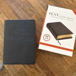Rare Crossway 2008 ESV Study Bible Genuine Calfskin Leather Excellent - Picture 1 of 7