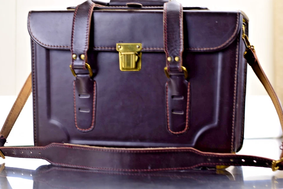 1950s Dark Leather Camera Bag - Image 1 of 4