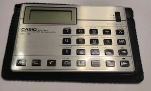 Rare Vintage Casio MC-34 Mini-Card Calculator Metric Converter In Leather Case - Picture 1 of 7