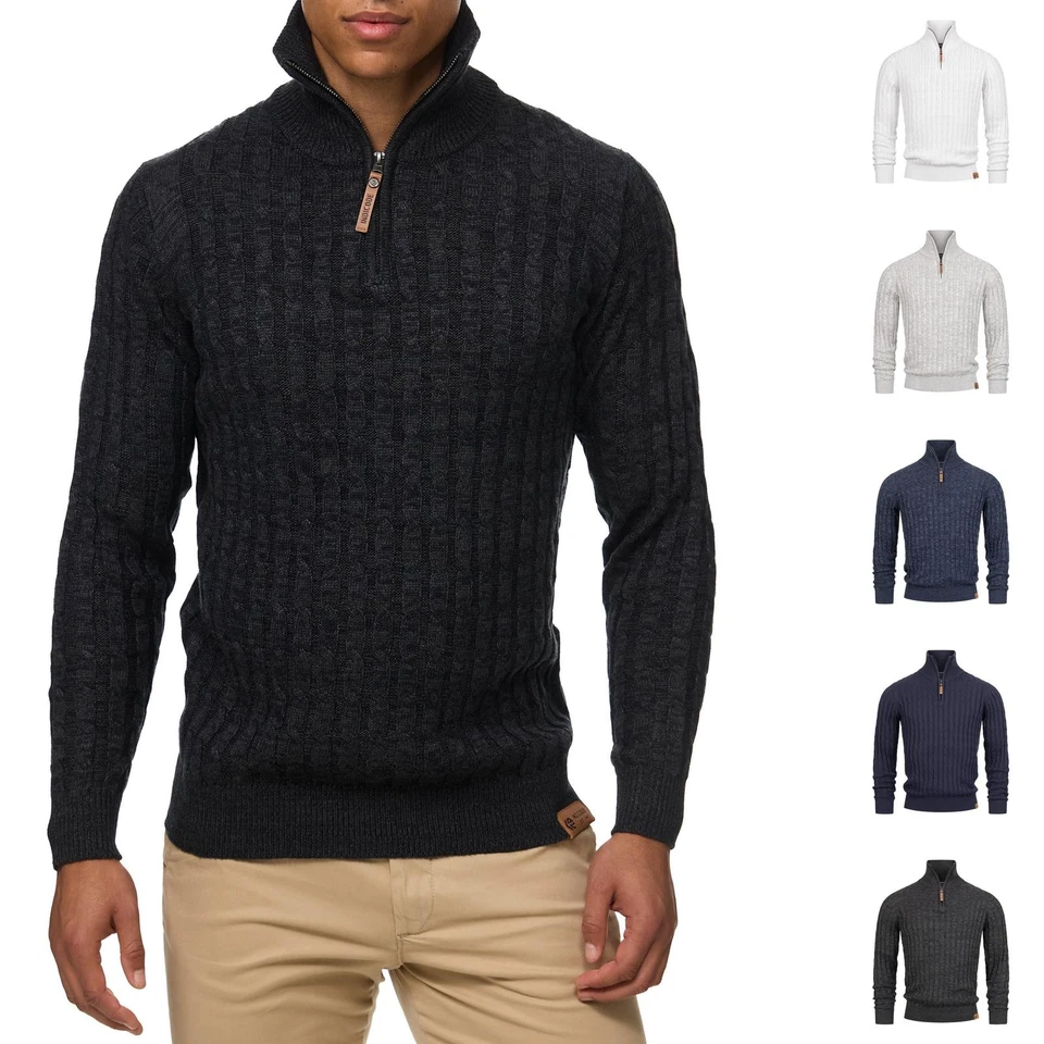 Indicode Herren Strickpullover INHector-Pullover Pulli Stehkragen Reißverschluss - Bild 1 von 1