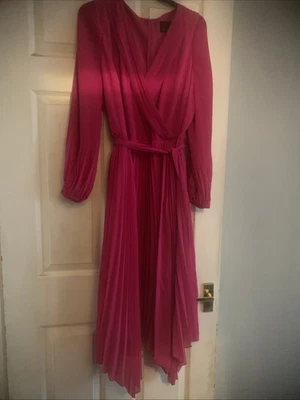 Ladies Phase Eight Pink Pleated Dress Party Evening Wedding Occasion Size 16P - Image 1 of 4