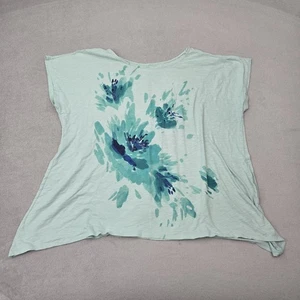 St John's Bay Shirt Damen 3X blau grün Blumen Tunika Übergröße Pailletten Detail - Bild 1 von 10