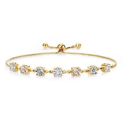 2.31 Ct E-F Lab Grown Diamond Peach Morganite 18K Yellow Gold Plated Silver - Image 1 of 3