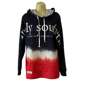 Simply Southern Red, White & Blue Hooded Pullover Top Woman Size Large  - Picture 1 of 9