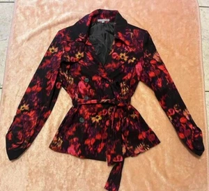 NY Collection Women Suit Top Floral Jacket Wrap Stretch Solid SZ L - Picture 1 of 10